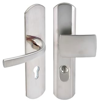 Vachette MUZE - Tirador de puerta blindado sobre placa para puerta de estante, versión llave I para puerta de suelo, entre ejes, 195 mm, material Zamak resistente, acabado cromado de terciopelo