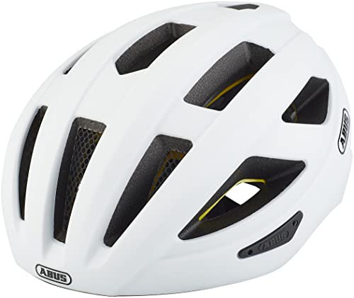 ABUS Rennradhelm Macator MIPS - Fahrradhelm für Einsteiger mit Schirm - geeignet für Zopfträger/-innen - für Damen und Herren - Weiß, Größe L