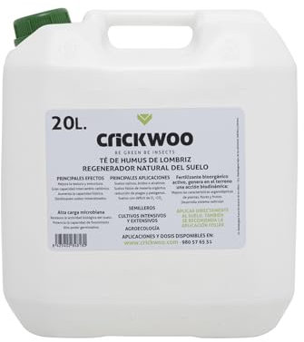 Crickwoo - Humus de Lombriz Líquido - 20L, Fertilizante Foliar, Abono Orgánico, Acelerador de Crecimiento y Floración para Plantas, Césped y Todo Tipo de Cultivos