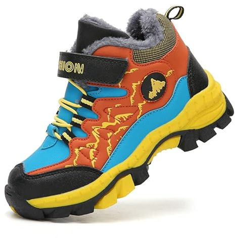Foryo Chaussures d'hiver pour garçon, chaussures de randonnée, bottes de neige, chaussures de trekking, chaussures de randonnée pour enfants, bottes d'hiver chaudes doublées, Orange, 39 EU Schmal