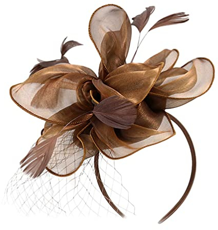 FRCOLOR Fascinator Hat Tea Party Headband Cocktail Flower Mesh Hair Clip Tea Party Hat Prom Banquet Headpiece, Rosy
