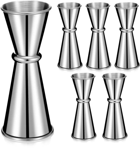 6 Pieces Jigger for Bartending Double Cocktail Japanese Jigger 2 oz 1 oz Stainless Steel Shot Glass Measuring Cup for Home Bar Drink Kitchen Bartender Tools