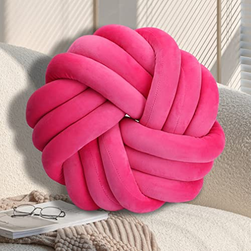 GYCS Cuscino con Nodo Morbido Cuscino con Palla annodata, Cuscino del Divano Annodato Peluche Decorativo da tiro Cuscino a Sfera Nodo Cuscino Divano Camera da Letto per Camera da Letto,Rosso,42cm