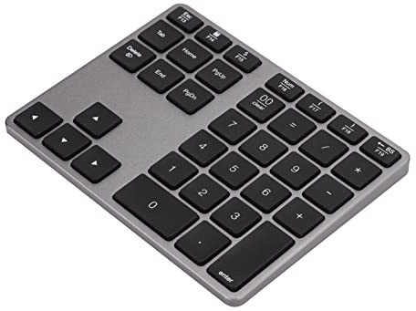 Yunseity Clavier Numérique sans Fil, 35 Touches Bluetooth 5.0 Numpad, pavé Numérique Rechargeable, pour Mac Laptop Desktop PC (Gris Fer)