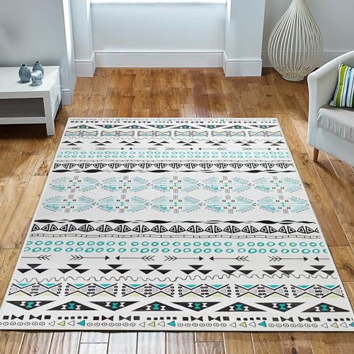 Imperial Rooms Area Rugs Living Room Large 160x230 Cm - Printed Rugs for Bedroom Traditional Style Modern Carpet Geometric Pattern Super Soft Non Shedding Large Rug Easy Care (Zuri)