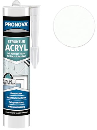 Profi Strukturacryl mit körniger Struktur Acryl mit Körnung für Wand Decke und Fassade Haftstarker Acryl-Dichtstoff Riss- & Füllspachtel Innen & Außenbereich Weiß (1) 300ml Kartusche