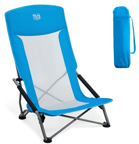 TIMBER RIDGE Chaise de Plage Pliable Dossier Haut Chaise de Camping Légère Portable en Maille avec Sac de Transport