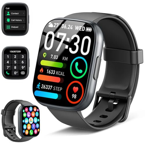 Smartwatch Herren Damen, 1,95HD Touch Fitnessuhr mit Telefonfunktion, 110+Sportmodi Smart Watch Fitness Tracker mit Pulsmesser Schlafmonitor Schrittzähler, IP68 Wasserdicht Sportuhr für iOS Android