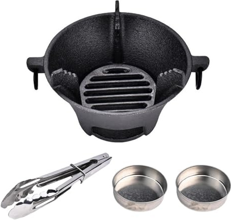 Fornello a Carbone in Ghisa, Barbecue Portatile Coreano Giapponese, Griglia per Barbecue, Forno per Esterni (19.5cm)