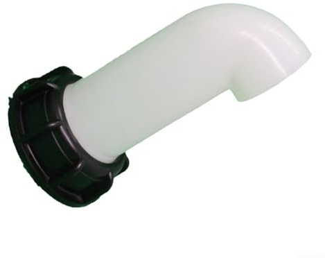 Volakebeing Manguera de drenaje de extensión de tanque IBC de 2 pulgadas, codo de 90°, boquilla de tubo guía de flujo, accesorio de válvula para contenedor de 1000 L, plástico blanco y negro, fácil de