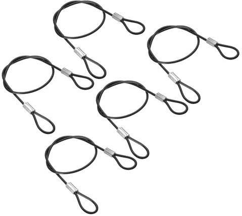 PATIKIL 30 cm säkerhetskabellås, 5 st rostfritt stål 2 mm diameter säkerhetsvajer med dubbel ögla dubbel ögla för scenbelysning bagagelås, svart