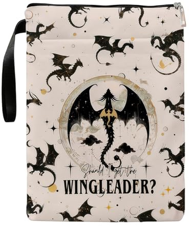 Drachenreiter Buchhülle, Tragbarer Buchhülle mit Reißverschluss & Aufhängeseil, 29,5x21x0,6cm Cm Doppelseitig Bedruckter Buchumschlag, Perfekte Fantasy Geschenke für Buchliebhaber
