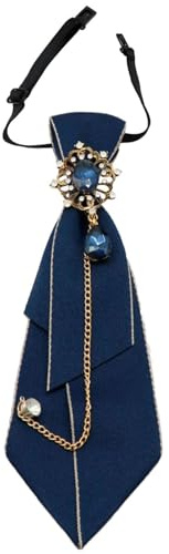 Muorruo Cravatta regolabile per donne, cravatta vintage da donna con cristallo, cravatta preannodata per donne e ragazze, adatta per feste, scuola, lavoro e tempo libero, blu