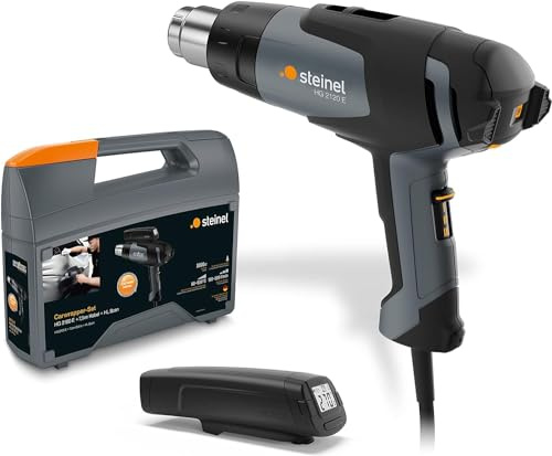 Steinel Heißluftgebläse HG 2120 E Carwrapper-Set mit 7.5 m Kabel, Temperaturscanner, Heißluftpistole, 630°C|500 l/min, Schwarz-Grau