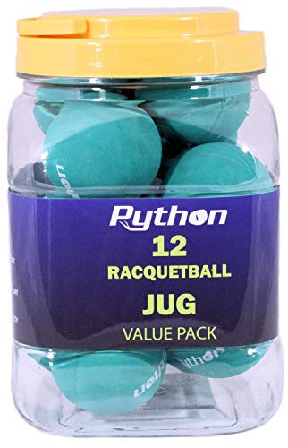 Python (grün) Racquetballs (super schnell mit optimaler Sichtbarkeit) (Vorteilspack – 12 Ballkrug