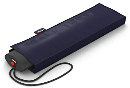 Knirps Regenschirm IS.050 navy mit passender Schirmtasche I kleiner Regenschirm für unterwegs I Handöffner Taschenschirm I Mini Schirm sturmfest & leicht