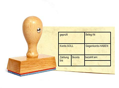 Stempel Geprüft - Tabelle Beleg-Nr. Konto-Soll Gegen-Konto Haben - 60 x 40 mm