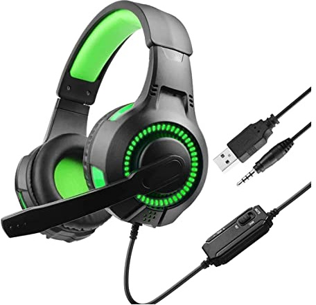 XIXIDIAN Led Light Wired Gamer Headphones with Microphone for Computer Bass Stereo PC Gaming Headset Gifts