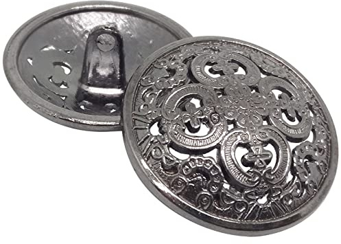 10 Pcs Carved Metal buttons, DIY Sewing Buttons with Metal Shank - 25mm/1 Inch, Gun Black