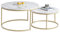 GrandCA HOME Set mit 2 Runden Couchtischen, Beistelltischen (Marmorimitat) für Wohnzimmer, große Größe: 80 x 80 x 45 cm; Kleine Größe: 60 x 60 x 35 cm, Gold