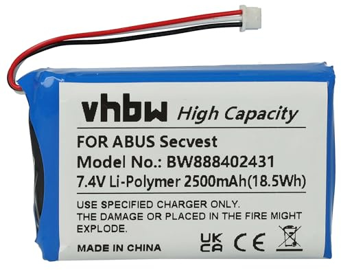 vhbw Akku Ersatz für ABUS FUBT50000 für Alarmanlage, Alarmsystem (2500mAh, 7,4V, Li-Polymer)
