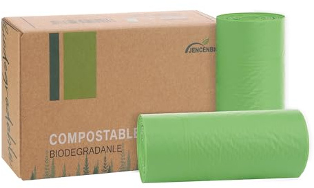 JENCENBIO Bolsas de basura compostables, 30 litros, 8 Gallon, 100% biodegradables, bolsas de basura orgánicas, certificado OK Compost Home
