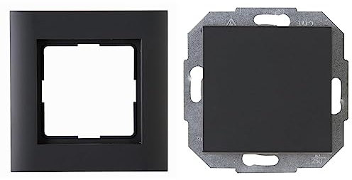 Kopp Athenis Unterputz-Feuchtraum 1-Fach Rahmen, anthrazit, 402115085 & 587615084 Athenis Universalschalter, 1 Stück, anthrazit