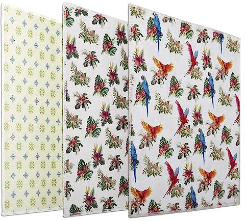 Chiffons en microfibres dans différentes combinaisons/lingettes lunettes/chiffons de nettoyage de lunettes avec motif (Paquet de 3, 20 x 20 cm, Flora)