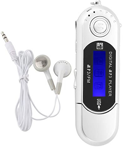 oceanside USB Mp3 Player Stick Portable Music MP3 USB Player with LCD Screen FM Radio Voice Memory Card, Black Silver Blue(Silver)