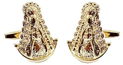 Gemelos forma Virgen del Rocío acabado dorado. Gemelos de la Blanca Paloma para Bodas, eventos, fiesta. Gemelos Camisa Traje Esmoquin con diseño ancla. Regalo día del padre, novio, regalo padrino.