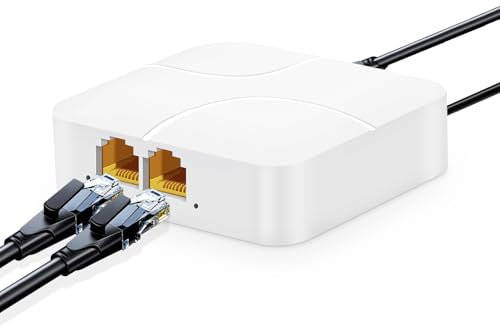 YuLinca Splitter Ethernet da 1 a 2 Gigabit, 100/1000Mbps, Hub di Rete RJ45 Internet LAN Splitter con Cavo USB, per Cavi Cat5/5e/6/7/8