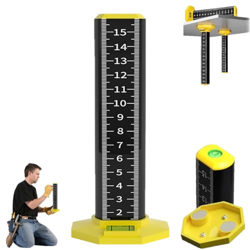 Regla de altura de azulejos de techo y suelo, regla de medición de doble cara de doble uso con base magnética, regla de nivelación de techo, regla de altura igual