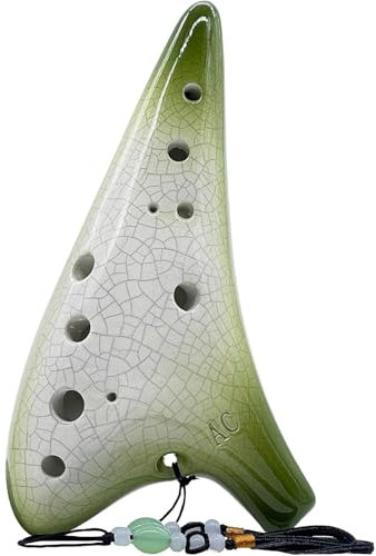 Zetong Legend of Zelda Ocarina 12 Hole Alto C with Textbook and Protective Bag, Perfect for Beginners and Professional Performance (Crack Gradient Green)