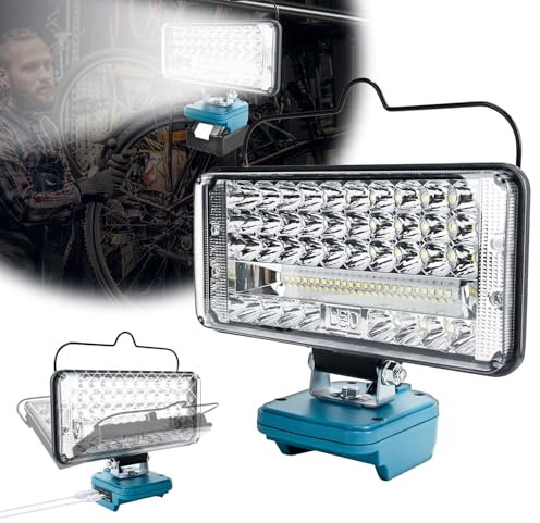 Mucek 18V 90W 7500LM LED Spotlight Battery, 7 Inch Wireless Work Light, Construction Site Lamp (No Batteries)