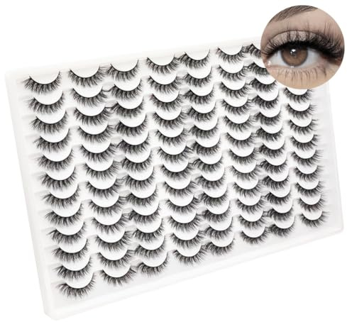 Azenlo False Eyelashes 48 Pairs Faux Mink Lashes 14mm Wispy Lashes 3D Fluffy Cat Eye Lashes Pack Bulk Wholesale Strip Lashes(style 48-045)