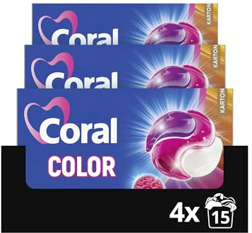 Coral All in 1 Caps Color effektivt färgrengöringsmedel för rena färger 4 x 15 WL