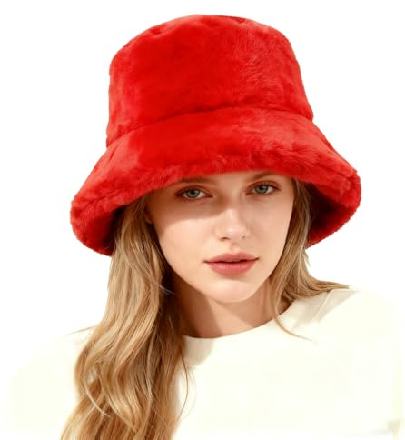 Lina & Lily Cappello da Pescatore Donna Uomo in Pelliccia Sintetica