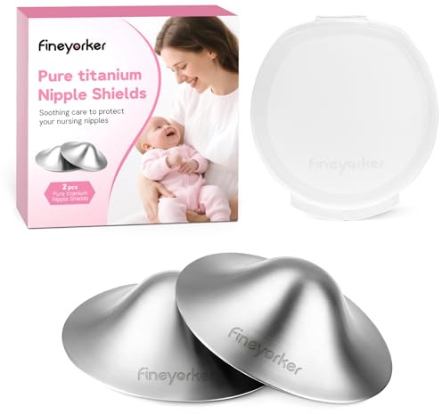 100% Pure Titanium Nipple Shields for Breastfeeding, Nipple Cups for Nursing Newborn, Antibacterial Reusable Nipple Covers, Naturally Protects and Helps Heal Sore Nipples Breast Feeding (Small)