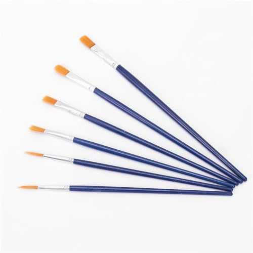 XBTGS Pincel de nailon para acuarela, pincel al óleo, suministros de pintura al óleo, juego de 6 piezas, azul, como se muestra, azul como se muestra