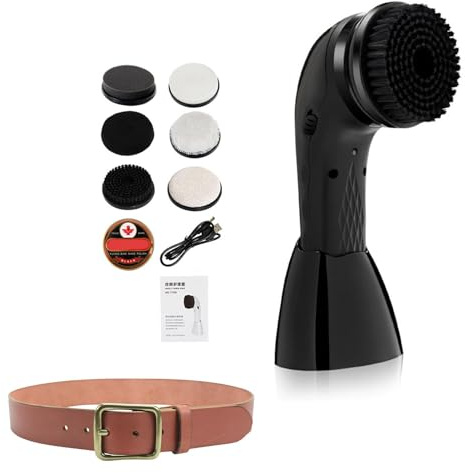 Polisseur électrique pour chaussures - Kit machine à polir automatique, nettoyage de 6 têtes, soins de la peau sans fil | Sac de sport portable Siège auto Polissage Entretien Rechargc