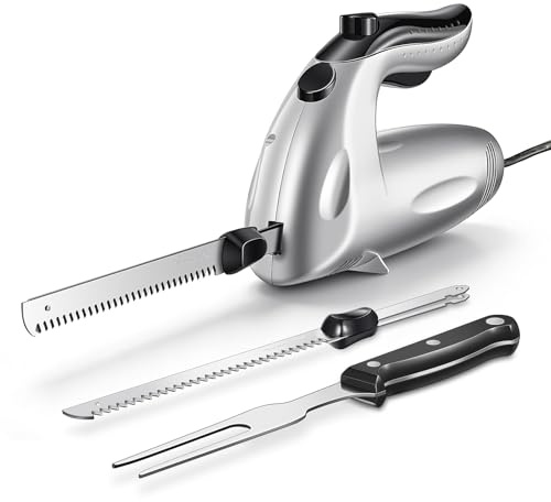 Yabano Cuchillo Eléctrico Cocina 150W, para Pan y Carne, 2 Cuchillas Inox