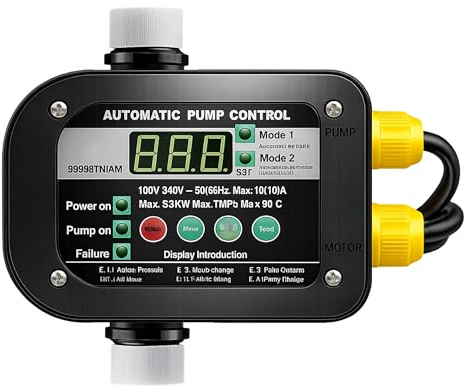 Regulador de Presión Automático Vertical Adjustable 0.5–6.7 bar Presión de Salida Adjustable con Control Digital Presscontrol – Protección Bomba Agua IP65 – Uso Doméstico Agrícola y Civil – FLUVIA