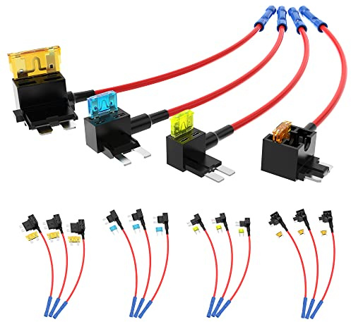 Joinfworld 16pcs Fuse Taps Low Profile,4 Type Piggy Back Fuse & Connector | ATO ATC ATM APM Fuses Adapter Jumper,12V Mini Micro Fuse Holder Automotive Car Add a Circuit Fuses Kit for Car Truck Boat RV