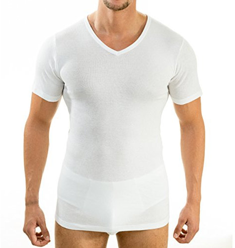 HERMKO 4880 4er-Pack Herren Business Unterhemd | V-Ausschnitt | 100% Bio-Baumwolle | Hautfreundlich & Strapazierfähig | Weiß, Größe:D 5 = EU M, Farbe:weiß