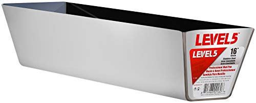 Bandeja de barro de acero inoxidable de 40,6 cm + base ergonómica contorneada - LEVEL5 | Pro-Grade | Bandeja de herramientas para mampostería de yeso | 5-336