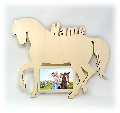 Wand Bilderrahmen Pferd Design Figuren mit Name Deko Geschenke für Mädchen Kinderzimmer 10x15 cm