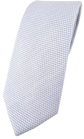 TigerTie Corbata estrecha de diseño de piqué en estampado – 100% algodón – Ancho de la corbata 6 cm, Gris Claro-Blanco, Krawattengröße: ca. Länge 150 cm, Breite 6 cm