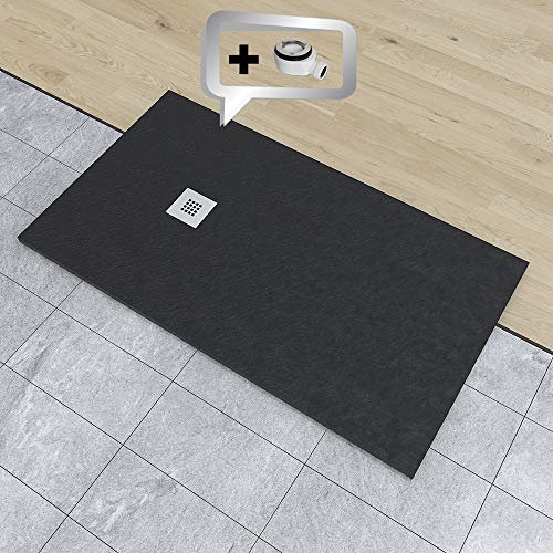 PLATO DE DUCHA DE RESINA PIZARRA CARGA MINERALES GEL COAT 70x180 cm Negro RAL 9005