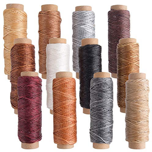 FEPITO 12 Farben Leder Wachsfaden Cord 392 Yards 150D Nähen Wachsfaden für Lederhandwerk DIY Sewing Craft