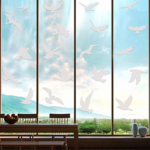Boao 40 Pieces Large Size Anti-Collision Window Clings Bird Window Stickers Prevent Bird Strikes on Doors Windows Glass Translucent/Dusted Bird Deterrent for Windows
